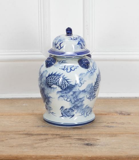 20th Century Chinese Blue and White Ceramic Dragon Jar DA8941359
