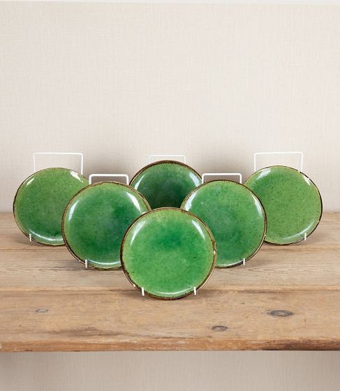 Set of Six Mid-Century French Green Glazed Side Plates DA9043531
