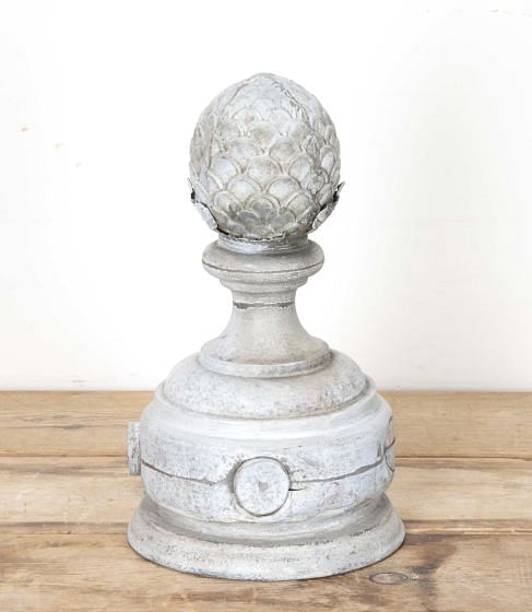 19th Century French Zinc and Wood Decorative Finial with Pineapple Top DA9342194
