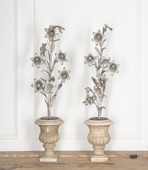Pair of 20th Century French Metal Flower Lights DA9930847