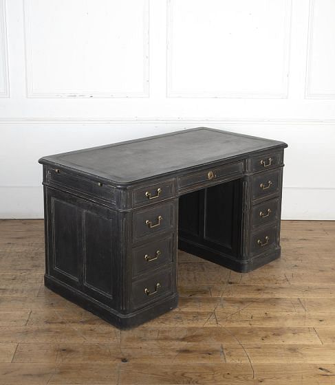 Large 20th Century Ebonised Pedestal Desk DB3625006