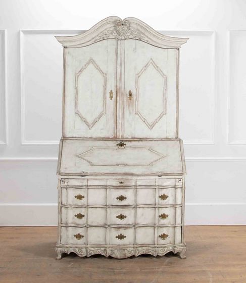 18th Century Painted Rococo Bureau Bookcase DB5641438