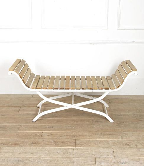 Edwardian Painted Steel and Oak Garden Bench GA0517831