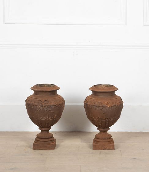 Pair Of 19th Century French Cast Iron Urn Planters by A.Durenne GA1536680