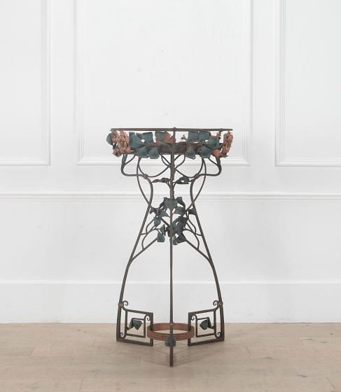 Tall 20th Century French Art Deco Iron Plant Stand GA1538396