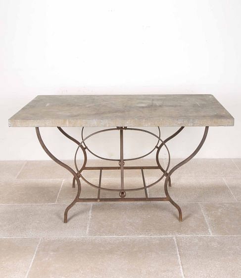 Large 19th Century French Wrought Iron and Stone Orangery Table GA2342162