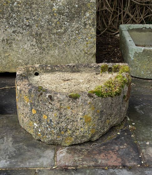 Small 18th Century D-shaped Limestone Trough GA3340006