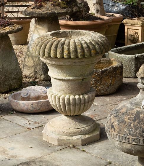 Large 19th Century Cotswold Stone Campana Shaped Planter GA3341245