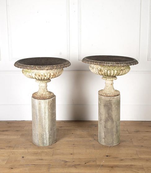 Pair of 19th Century English Cast Iron Urns GA3618005