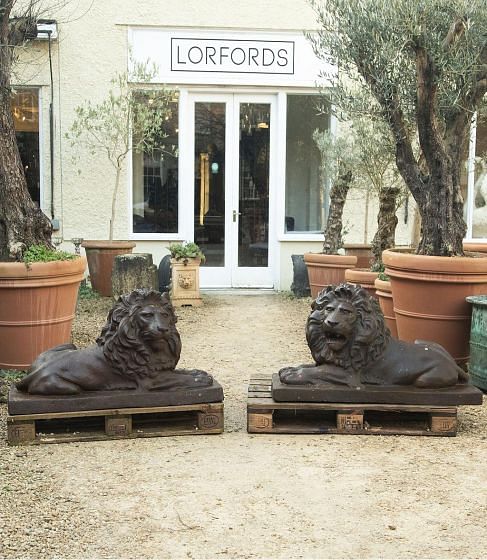 Pair of French 19th Century Cast Iron Lions GA3723388
