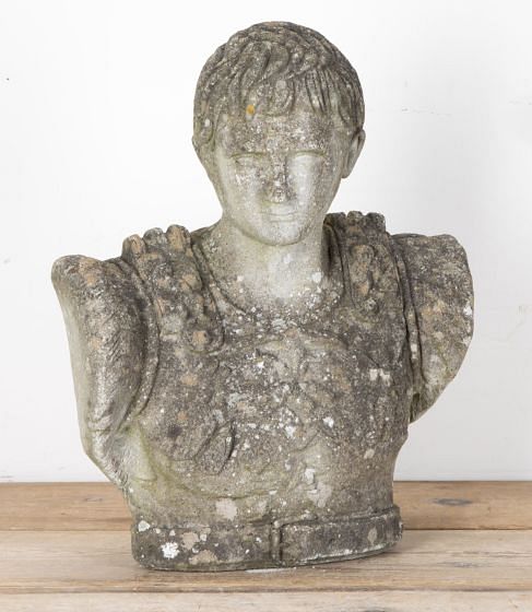 20th Century Neo-Classical Cast Stone Bust of Caesar in Armour GA4342254