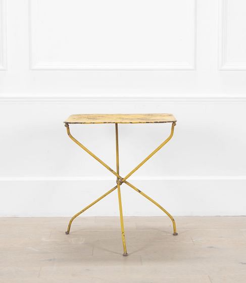 Small French Iron Table with Original Yellow Paint GA4437417
