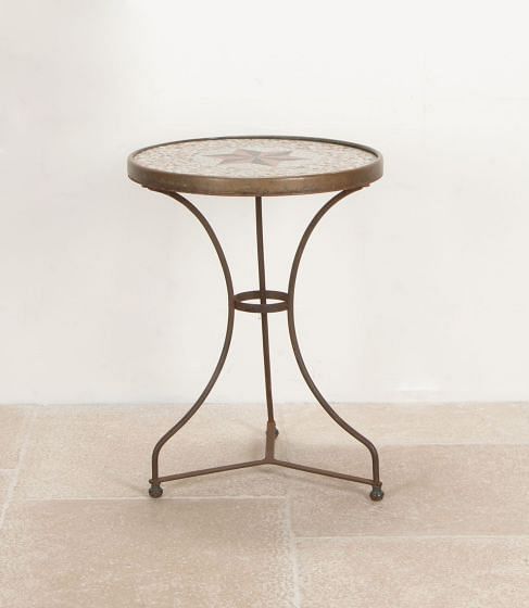 20th Century French Metal Garden Table with Mosaic Marble Top GA5242251