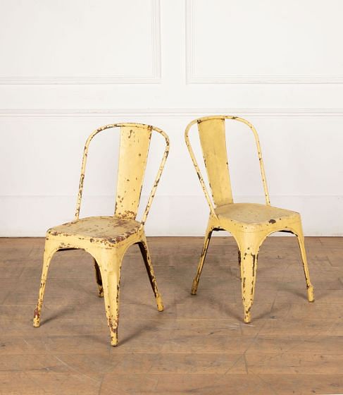 Pair of 20th Century French Yellow Tolix Chairs GA8335107