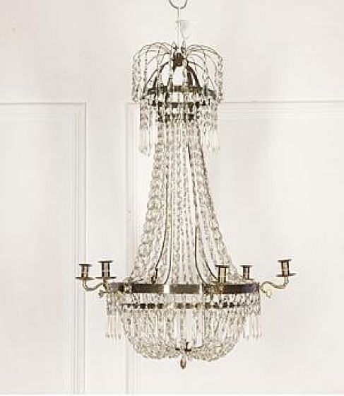 19th Century Swedish Brass and Glass Chandelier LC0126600