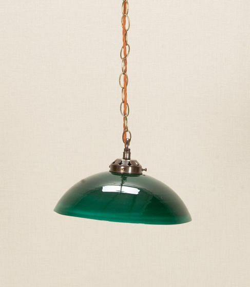 Early 20th Century Dark Green Glass Pendant Light LC0543187