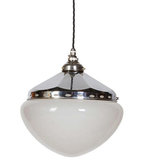 Mid-Century Chrome and Glass Etched Pendant LC2111675