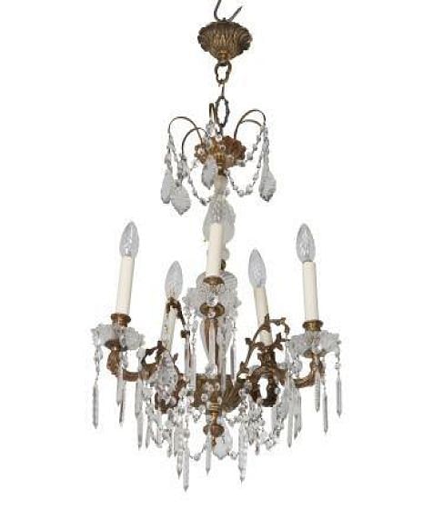 19th Century French Chandelier with Cut Glass Drops LC993334