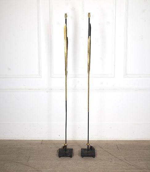 Pair Of Tall 20th Century Reed Floor Lamps LF1523588