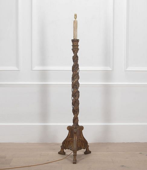 20th Century Carved Wood Grape Vine Floor Lamp LF1535516