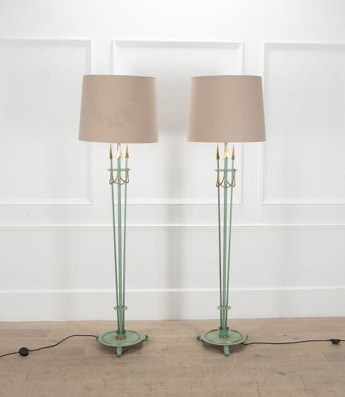 Pair of 20th Century French Andre Arbus Marine Standing Lamps in Painted Iron LF4639915