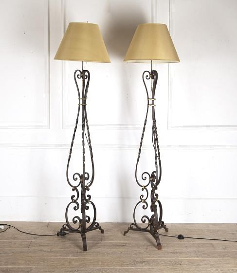 Pair of 20th Century French Wrought Iron Floor Lamps LF4812377