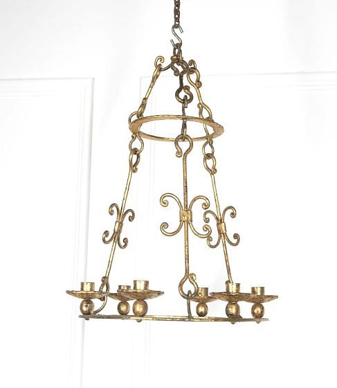 20th Century Spanish Gilt Iron Hanging Light LL1520998