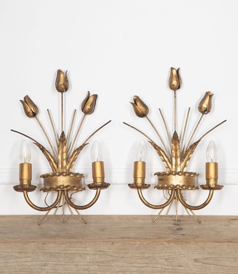 Pair of Spanish Giltmetal Tulip Wall Lights LL1528741
