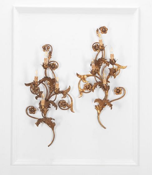 Pair of 20th Century Gilded Iron Wall Lights LL3037555