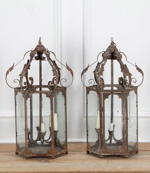 Pair of 20th Century French Tin Candle Lanterns LL3639950
