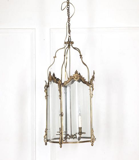 Large English 18th Century Gilt Bronze Hall Lantern LL4127115