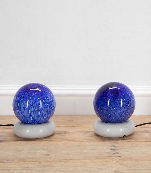 Pair of Italian Glass Ball Table Lamps LL4635861