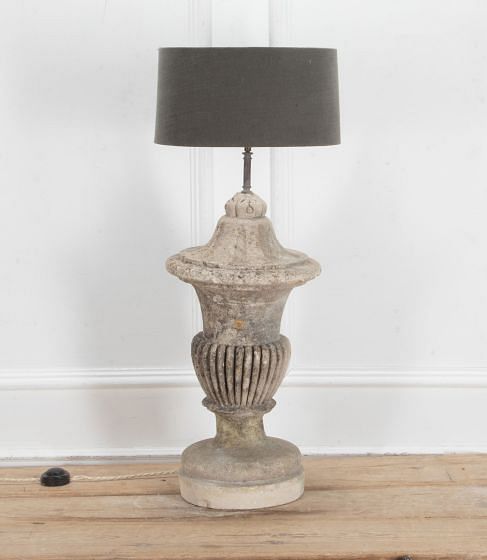 19th Century French Stone Lamp with Shade LL8141259