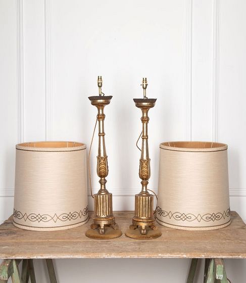 Pair of 18th Century Italian Bois D’or Torcheres Converted Lamps LT2832076
