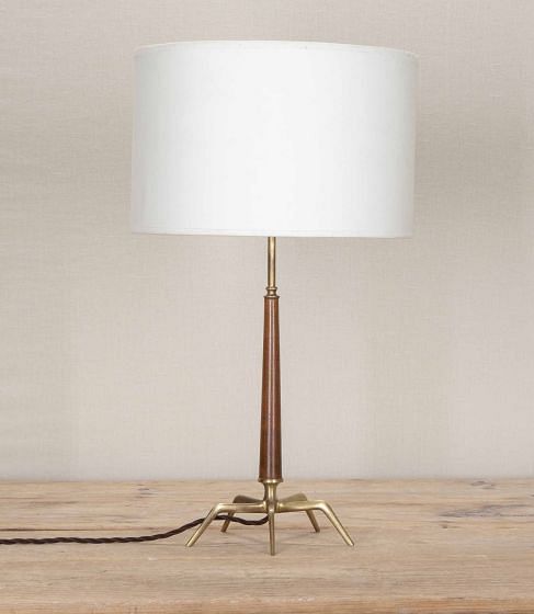 Mid-Century Spanish Brass and Teak Table Lamp LT3842790