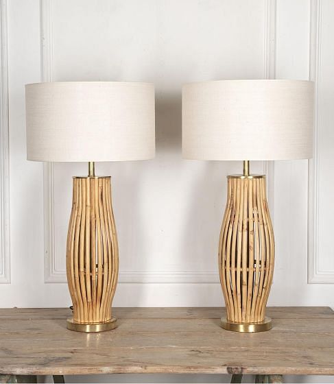 21st Century Pair of Italian Bamboo Table Lamps LT4626415