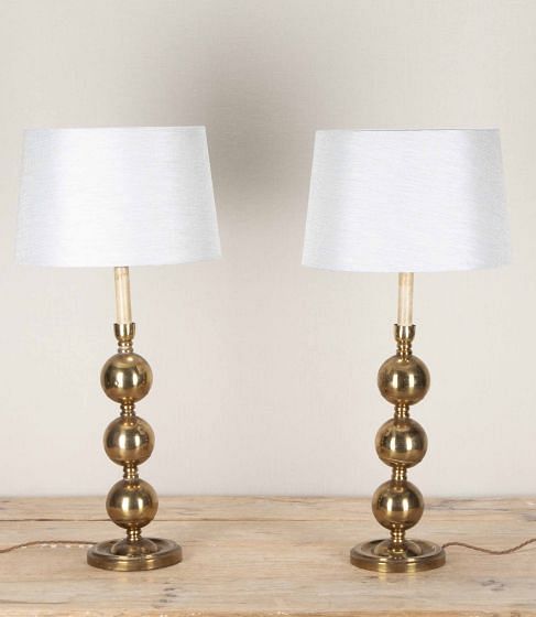 Pair of Mid-Century Spanish Brass Ball Table Lamps LT4843130