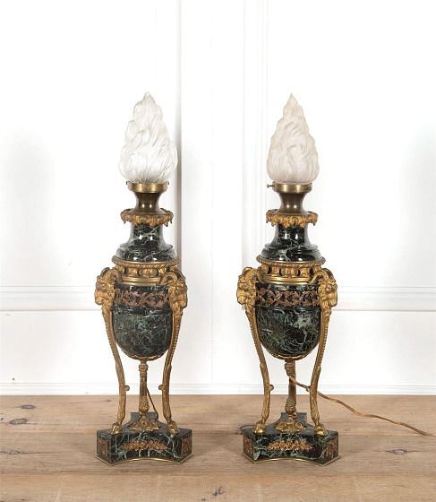 Pair of 19th Century Marble and Ormolu Bronze Lamps LT5262309