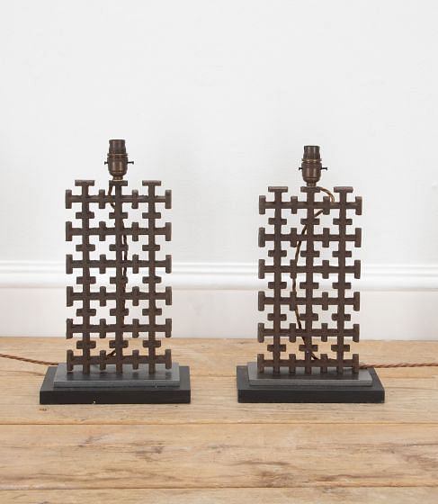 Pair of 19th Century Lamps Converted from Metal Fragments LT6038493