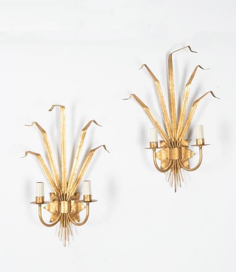 Pair of 20th Century Spanish Gilt Metal Wall Appliques LW1538541