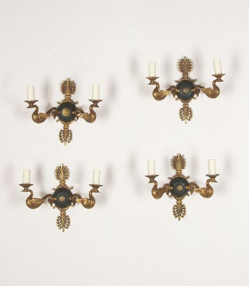 Set of Four 20th Century French Empire Revival Bronze Wall Lights LW1542104