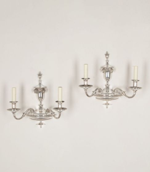 Pair of Early 20th Century English Silver Plated Wall Lights by Faraday & Sons LW2144055