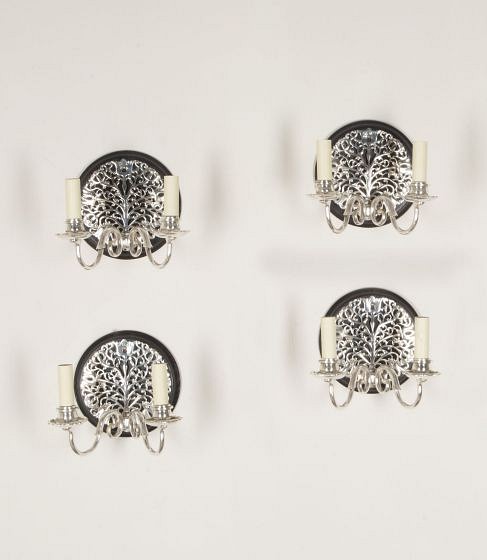Set of Four Silver Plated Arts & Crafts Wall Lights LW2144057