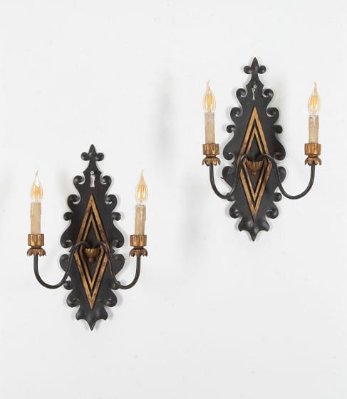 Pair of 20th Century French Neoclassical Wrought Iron Sconces LW3040091