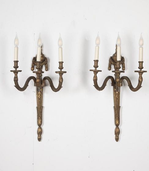 Pair of 19th Century French Bronze Wall Lights LW3728456