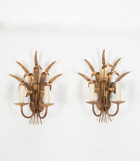 Pair of 20th Century French Wheatsheaf Wall Lights LW4840786