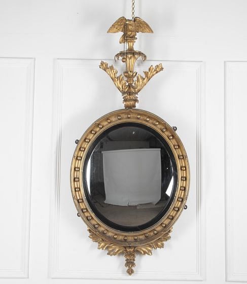 Large 19th Century Regency Giltwood Convex Mirror MI0330392