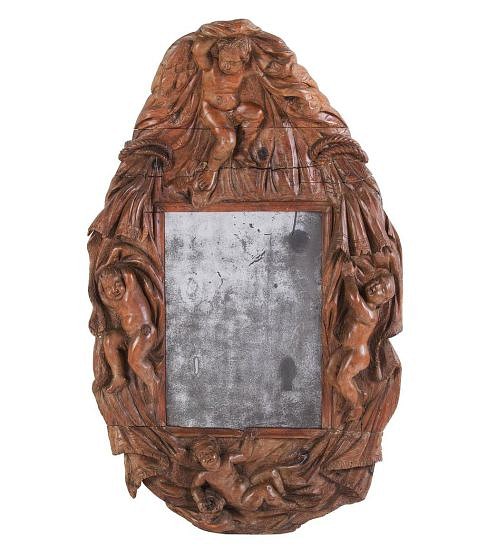 18th Century Italian Carved Pine Mirror MI037347