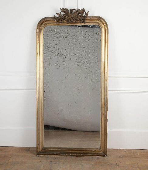 Large 19th Century French Gilt Mirror with Original Foxed Glass MI1426383