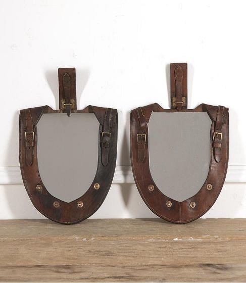 Pair of 'Trench Art' Leather Mirrors MI1519823